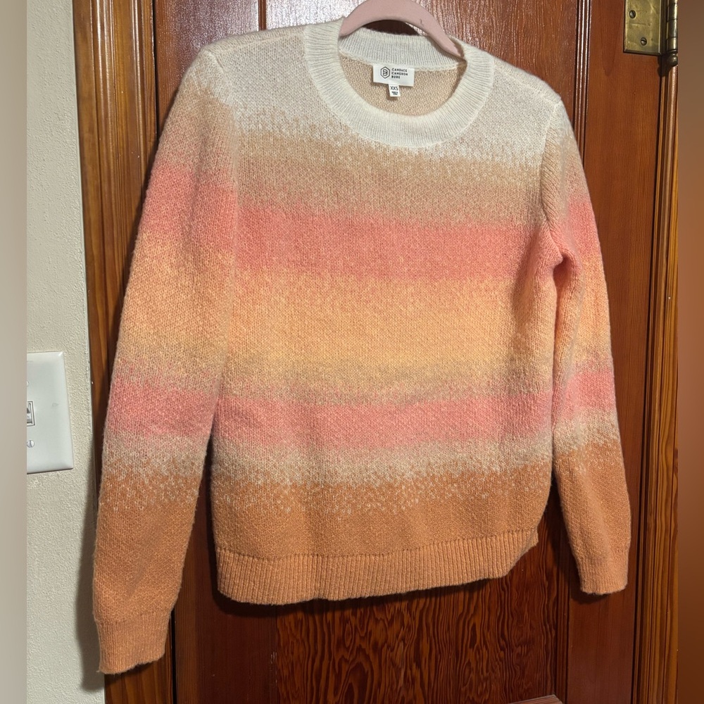 CANDACE CAMERON BURE Women’s Orange and Pink Ombré Knit Sweater Size XXS